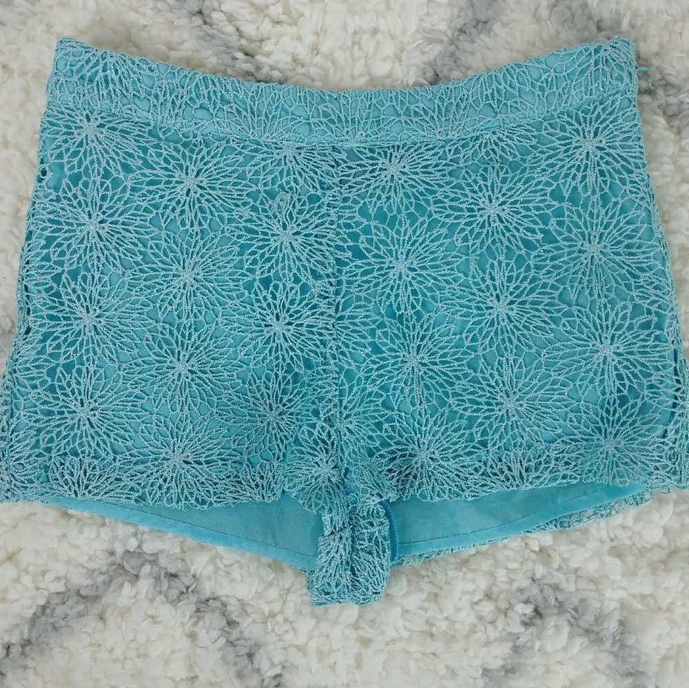 Topshop blue lace shorts size US 4
